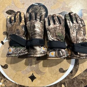 Carhartt Brown and Black Camo Lined Glove Pair - size small